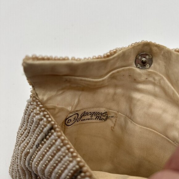 Vtg Jacqueline Mode Bag Clutch Purse Glass Seed Pearl‎ Beaded Art Deco 4x6.5" - Picture 6 of 9